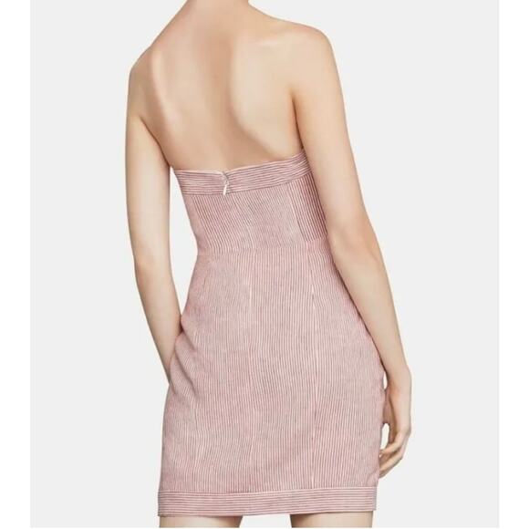 BCBGMaxAzria Pinstriped Bustier Strapless Button Front Mini Dress Size 12 - Picture 3 of 13